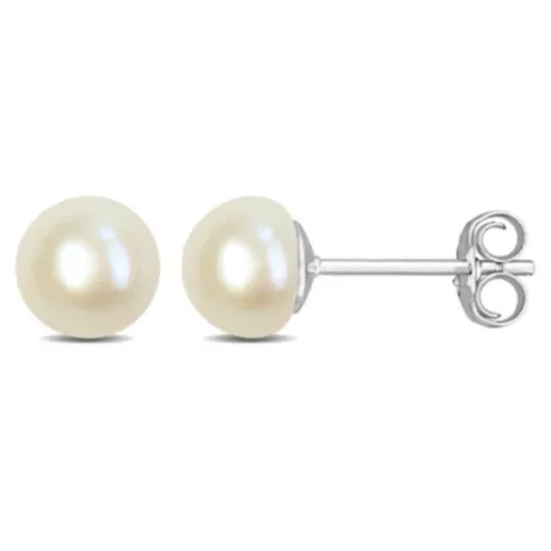 6-6.5mm Freshwater Cultured Pearl Stud Earrings in Sterling Silver