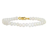 3-4mm Freshwater Cultured Pearl Bracelet in Yellow Plated Sterling Silver