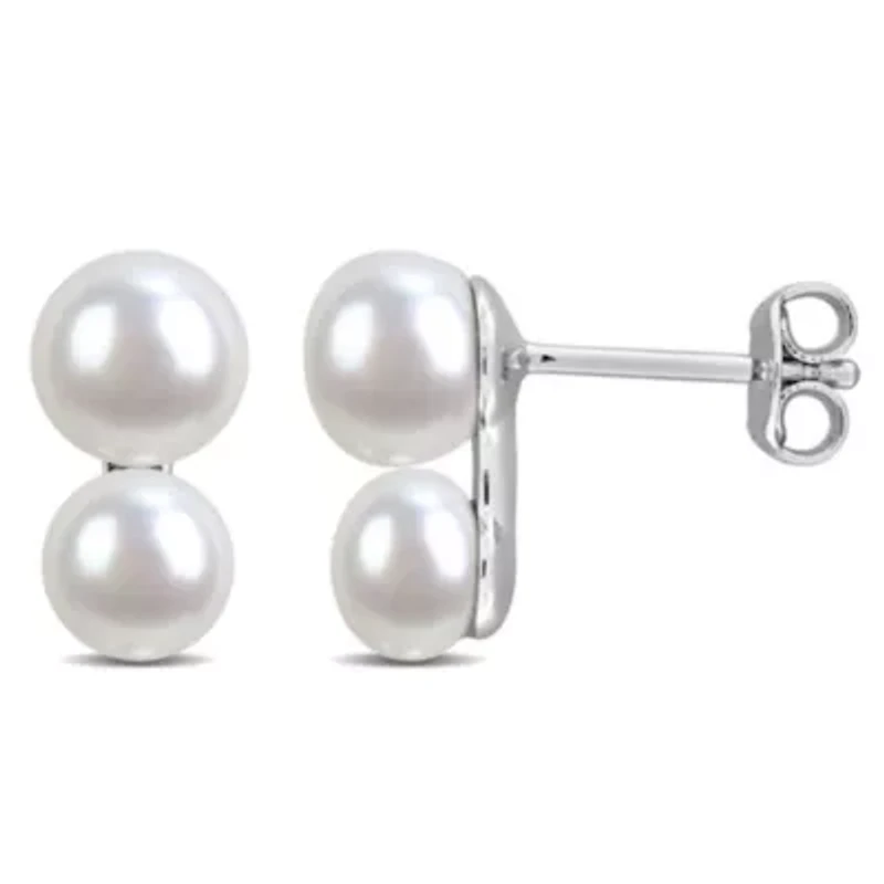 4-6.5mm Freshwater Cultured Pearl Drop Earrings in Sterling Silver