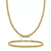 2-Piece Set of 4mm Infinity Rope Chain Necklace and Anklet in 14K Yellow Gold, 18" & 9"