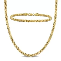2-Piece Set of 4mm Infinity Rope Chain Necklace and Anklet in 14K Yellow Gold, 16" & 9"