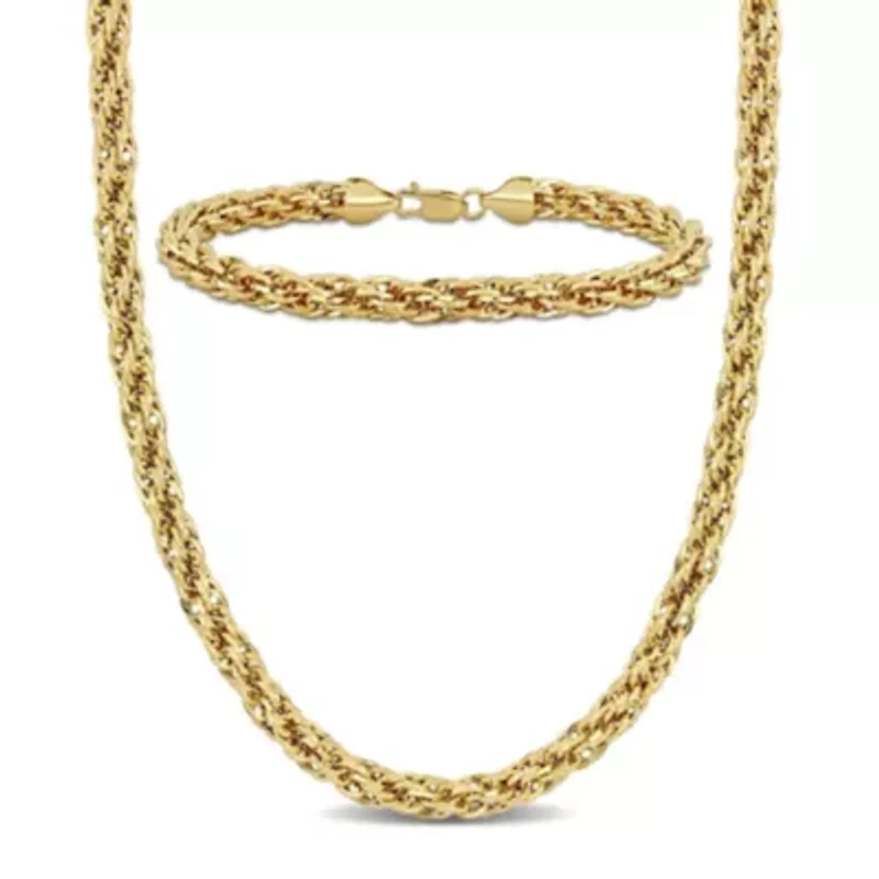 2-Piece Set of Men's 6mm Infinity Rope Chain Necklace and Bracelet in 14K Yellow Gold, 22" & 9"