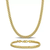 2-Piece Set of 6.15mm Miami Cuban Link Chain Necklace and Bracelet in 10K Yellow Gold