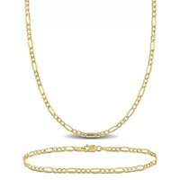 2-Piece Set of Men's 2.5mm Figaro Link Chain Necklace and Bracelet in 10K Yellow Gold, 22" & 9"