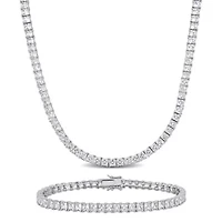 Lab Created 2-Pc Set of Men's Created White Sapphire Tennis Necklace & Bracelet in Sterling Silver