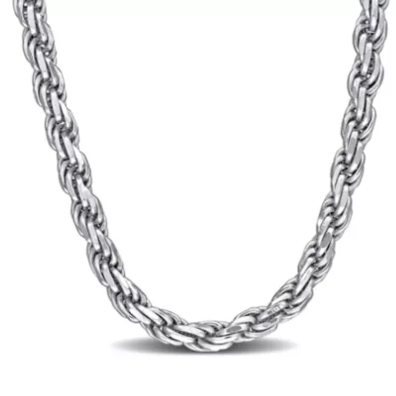 3.15mm Diamond Cut Rope Chain Necklace in Sterling Silver