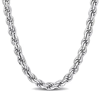 5mm Diamond Cut Rope Chain Necklace in Sterling Silver