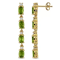 Peridot & White Topaz Drop Earrings in Yellow Plated Sterling Silver