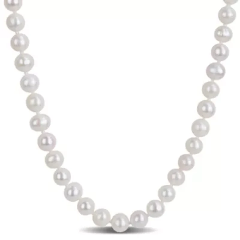 7-8 mm Cultured Freshwater Pearl Necklace with Brass Ball Clasp