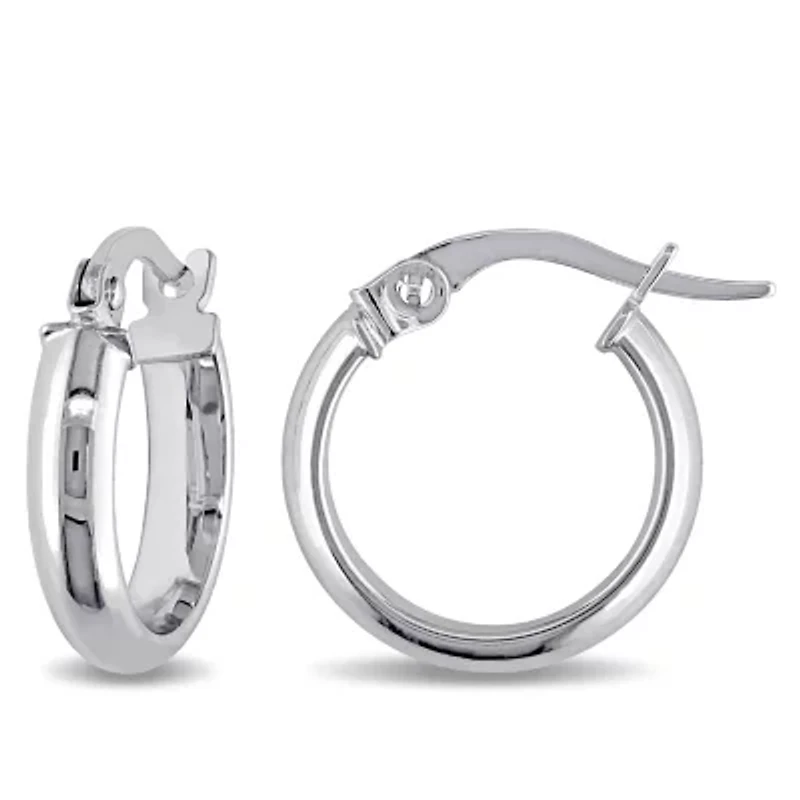 14mm Hoop Earrings in 10k Polished White Gold