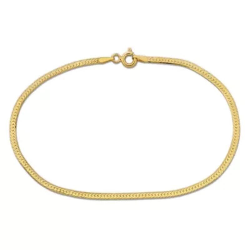 2mm Herringbone Chain Anklet in 10k Yellow Gold, 9 in