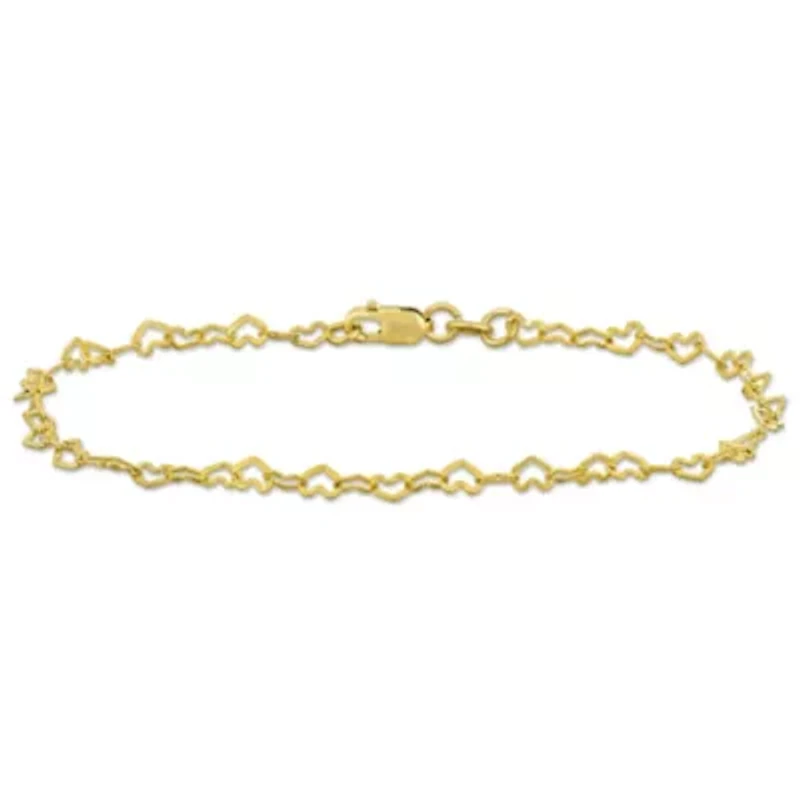 3mm Heart Link Bracelet in 14k Yellow Gold, 7.5 in.
