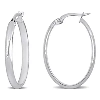 29mm Oval Hoop Earrings in 10k White Gold