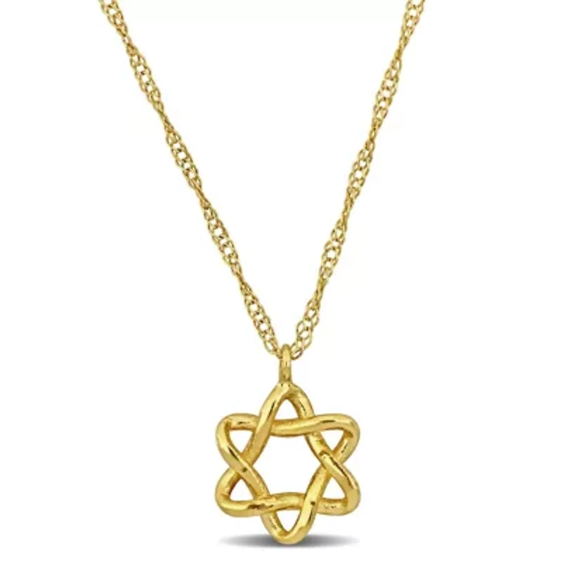 7.2mm Star of David Religious Pendant with Chain 14k Yellow Gold, 17 in