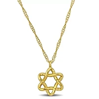 7.2mm Star of David Religious Pendant with Chain 14k Yellow Gold, 17 in