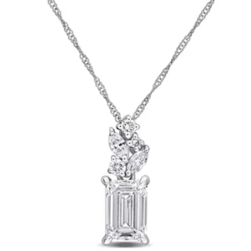Lab Created Lab Grown Diamond Pendant With Chain in 14k White Gold, 17"