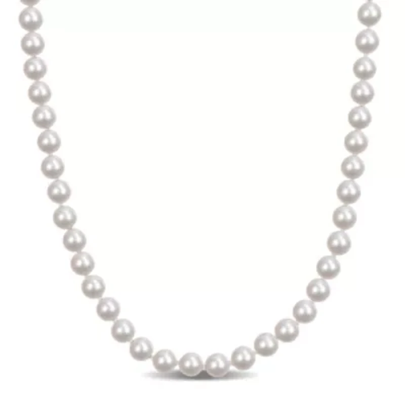 6-6.5mm Chinese Akoya Cultured Pearl Necklace in 14k Yellow Gold