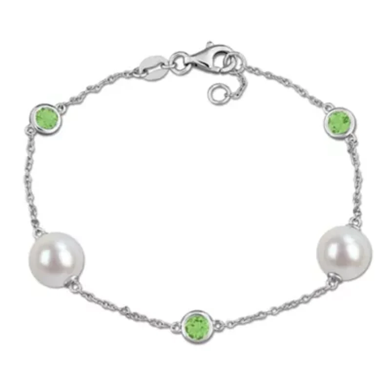 Pearl & Gemstone Station Bracelet