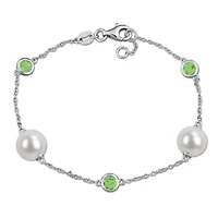 Pearl & Gemstone Station Bracelet