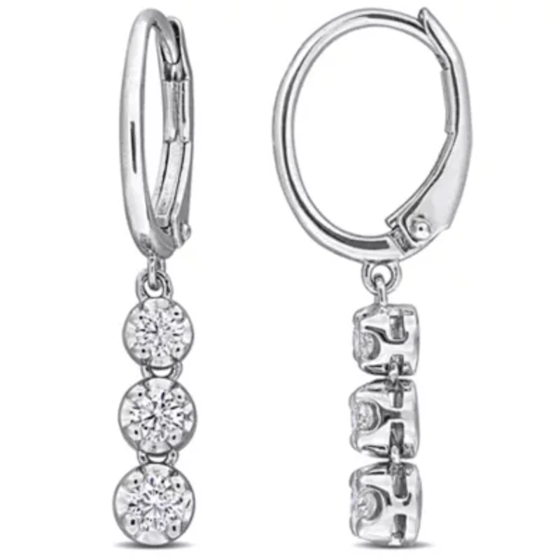 Lab Grown Diamond LeverBack Earrings in Sterling Silver
