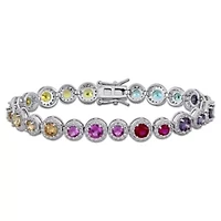 Lab Created Created Sapphire Tennis Bracelet in Sterling Silver, 7.25-in