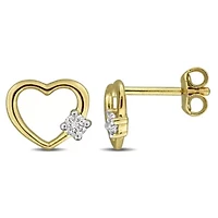 Lab Grown Diamond Post Earrings in Yellow Plated Sterling Silver