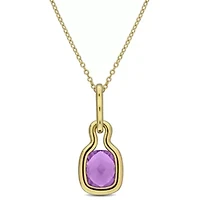 Amethyst Pendant With Chain in Yellow Plated Sterling Silver, 17-in