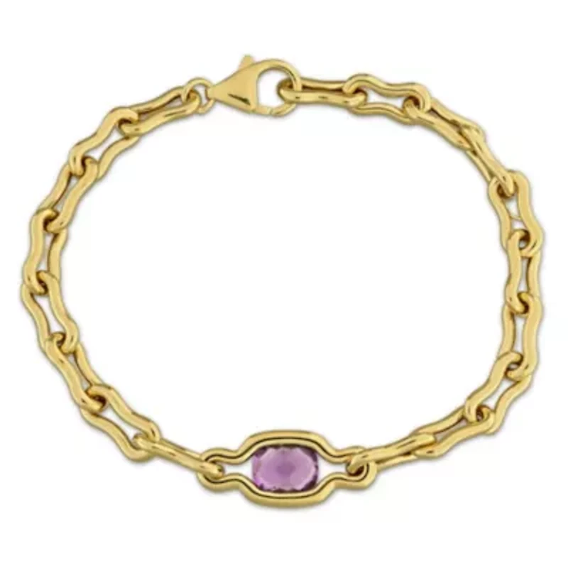 Amethyst Bracelet in Yellow Plated Sterling Silver, 7.25-in