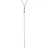 Lab Created Multi-Gemstone Necklace in Yellow Plated Sterling Silver, 18"+1"ext