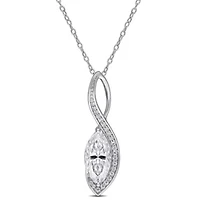 Created White Moissanite Pendant With Chain in Sterling Silver, 18-in