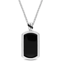 Black Diamond Men's Pendant with Chain in Sterling Silver