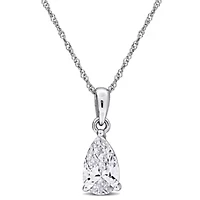 Lab Created Lab Grown Diamond Pendant With Chain in 10k White Gold, 17"