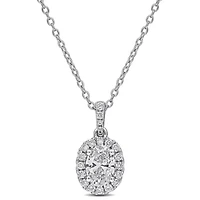 Lab Created Lab Grown Diamonds Pendant With Chain in Sterling Silver, 17"