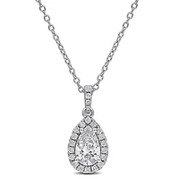 Lab Created Lab Grown Diamonds Pendant With Chain in Sterling Silver, 17"