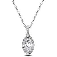 Lab Created Lab Grown Diamonds Pendant With Chain in Sterling Silver, 17"