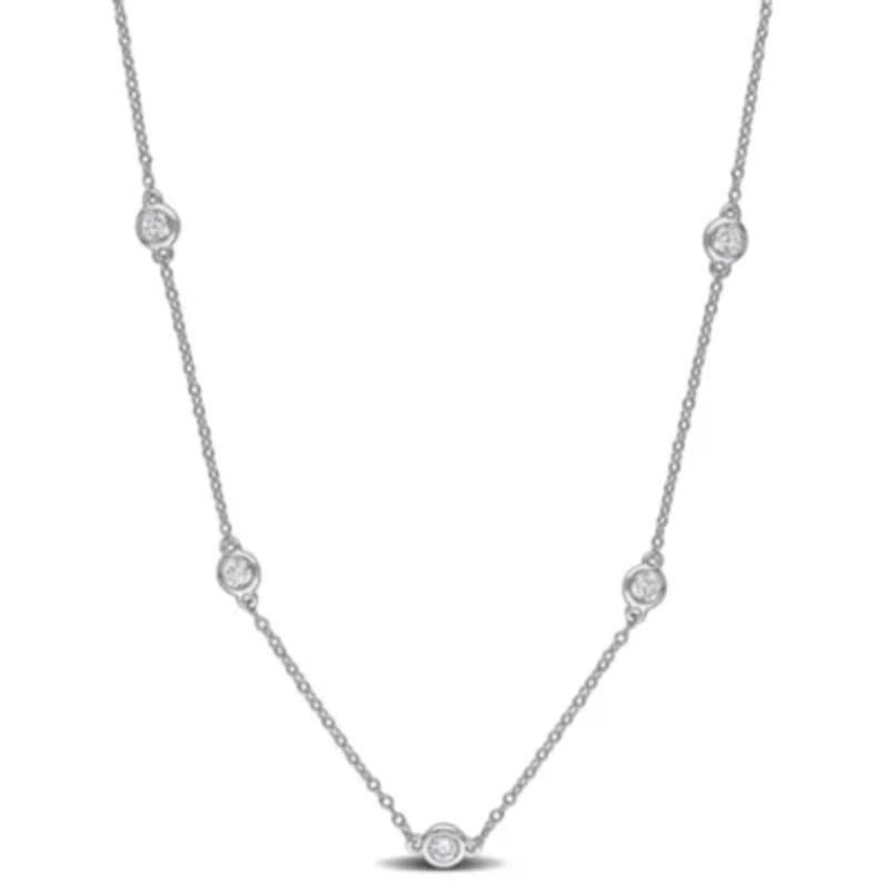 Lab Created Lab Grown Diamond Necklace in Sterling Silver, 16"