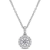 Lab Created Lab Grown Diamond Pendant With Chain in Sterling Silver, 17"