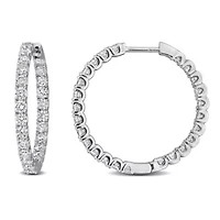 Lab Created Lab Grown Diamond Hoop Earrings in Sterling Silver
