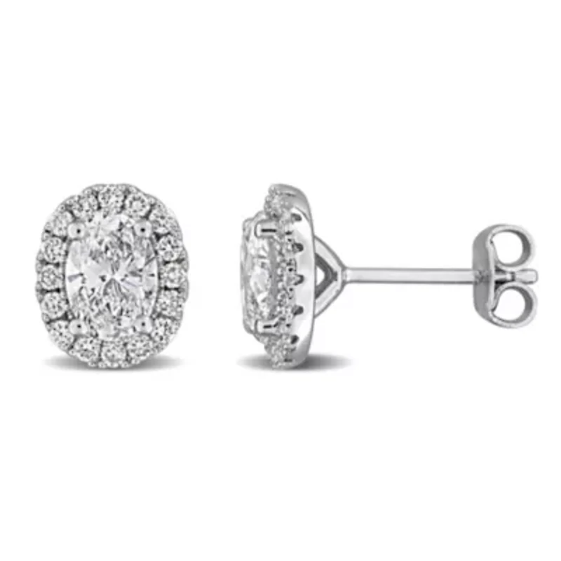 Lab Created Lab Grown Diamonds Stud Post Earrings in Sterling Silver