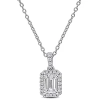 Lab Created Lab Grown Diamonds Pendant With Chain in Sterling Silver, 17"