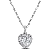 Lab Created Lab Grown Diamonds Pendant With Chain in Sterling Silver, 17"