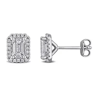 Lab Created Lab Grown Diamonds Stud Post Earrings in Sterling Silver