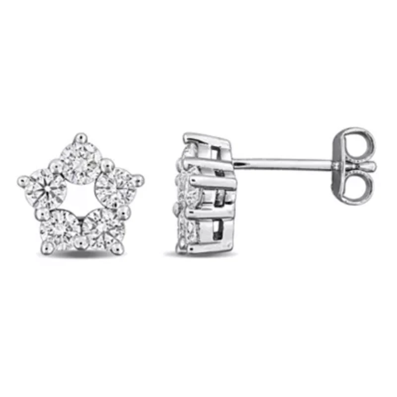 Lab Created Lab Grown Diamond Stud Post Earrings in Sterling Silver