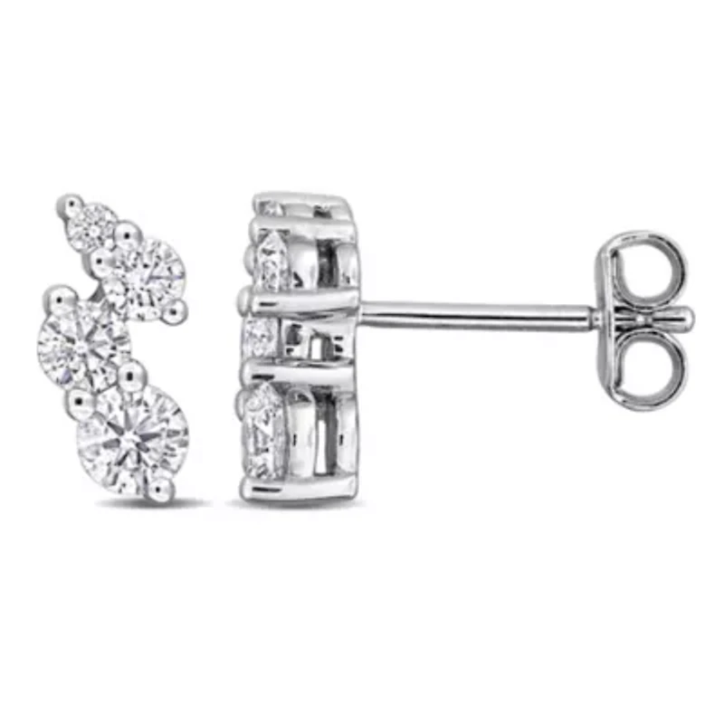 Lab Created Lab Grown Diamond Stud Post Earrings in Sterling Silver
