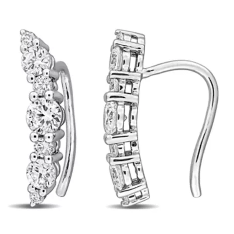 Lab Created Lab Grown Diamond Charm Earrings in Sterling Silver