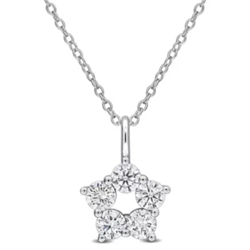 Lab Created Lab Grown Diamond Pendant With Chain in Sterling Silver, 17"