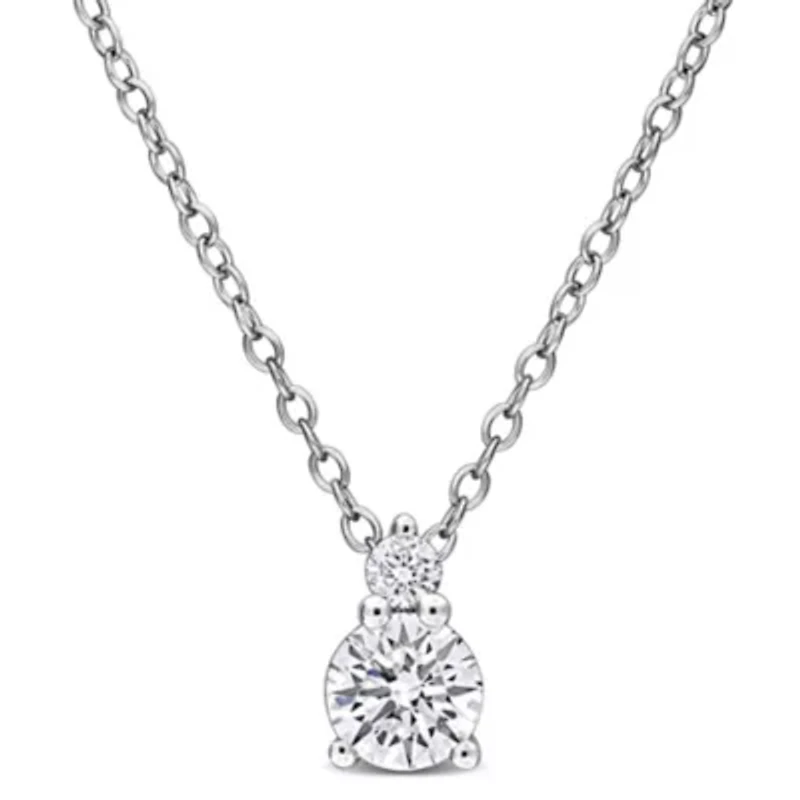 Lab Created Lab Grown Diamond Pendant With Chain in Sterling Silver, 17"