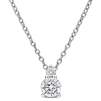 Lab Created Lab Grown Diamond Pendant With Chain in Sterling Silver, 17"