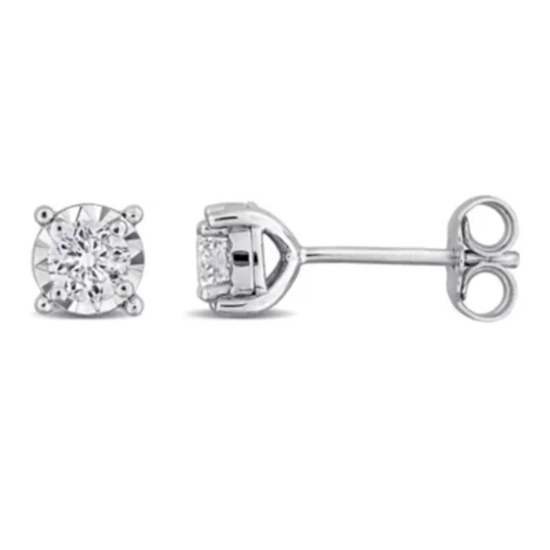 Lab Created Lab Grown Diamond Stud Post Earrings in Sterling Silver