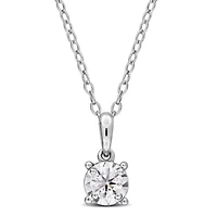 Lab Created Lab Grown Diamond Pendant With Chain in Sterling Silver